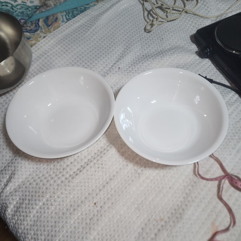 CORELLE EUC SET OF 2 LARGE 10.5" SERVING VEGETABLE BOWLS WHITE 2 qt
